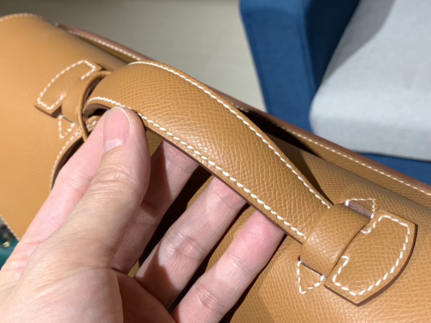 HERMES 爱马仕 锁扣公文包 Epsom皮 金棕色 尺寸：38×28