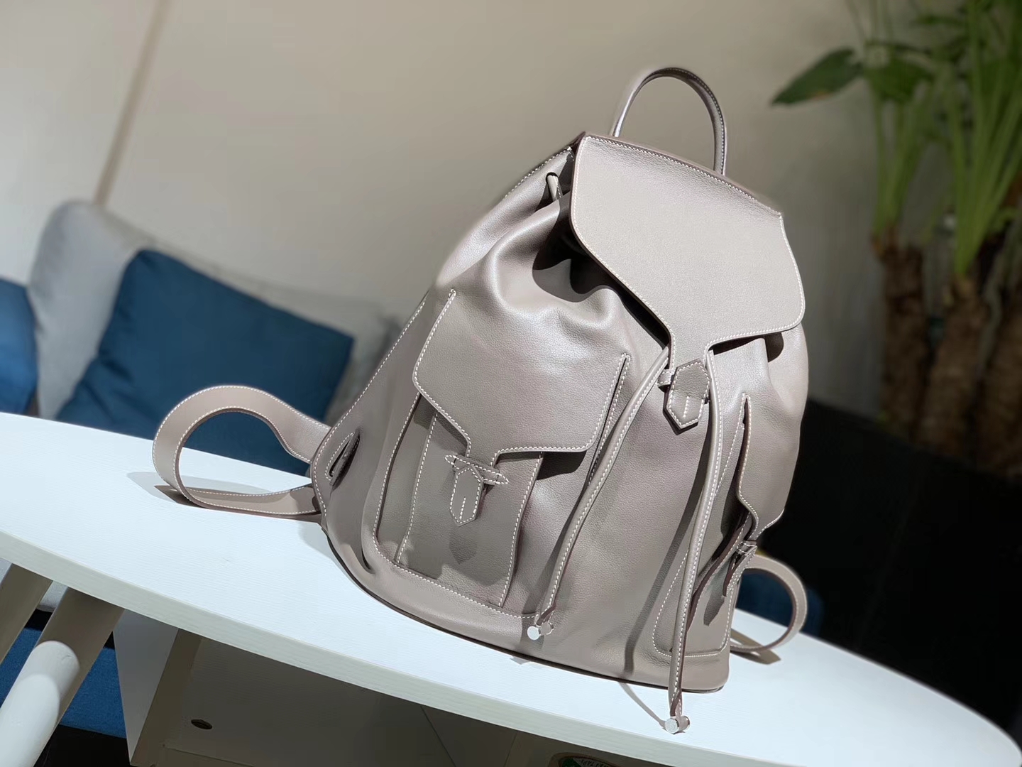 HERMES 爱马仕双肩包 背出门不会撞款的背包 Swift皮 大象灰 小号22×30 大号30×39
