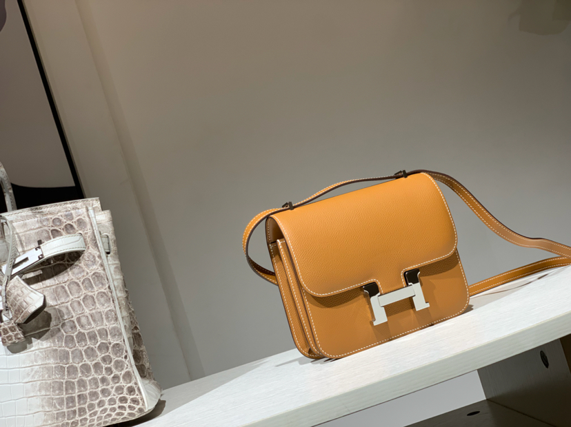 HERMES 爱马仕 空姐包 Constance 18cm 24cm 金棕色