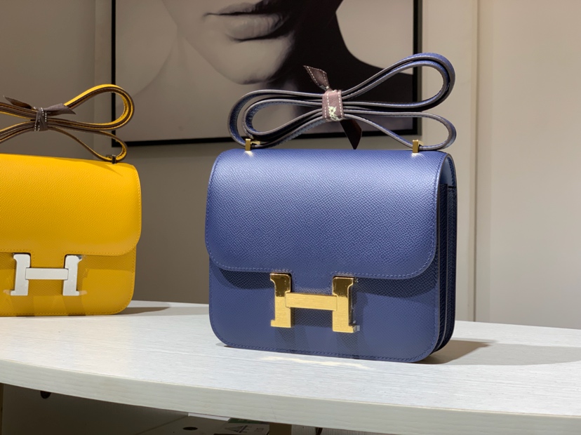 HERMES 爱马仕 空姐包 Constance 18cm 24cm 宝石蓝