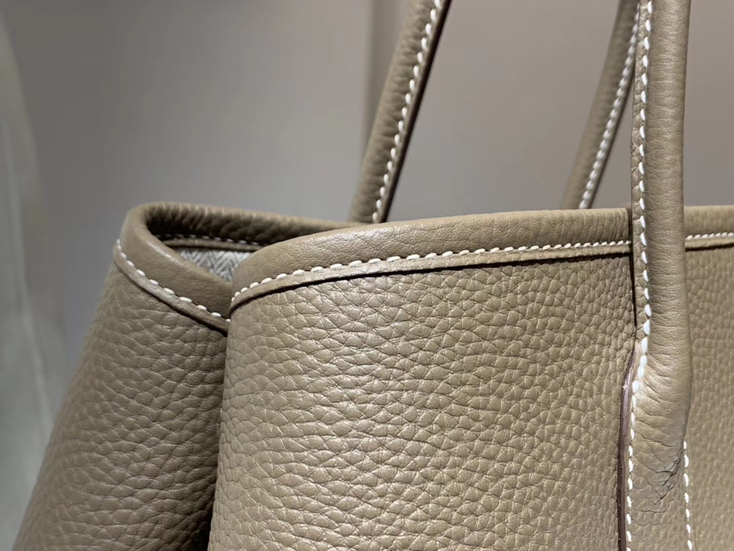 HERMES 爱马仕 Garden Party 花园包 Clemence 纯手工蜡线 大象灰