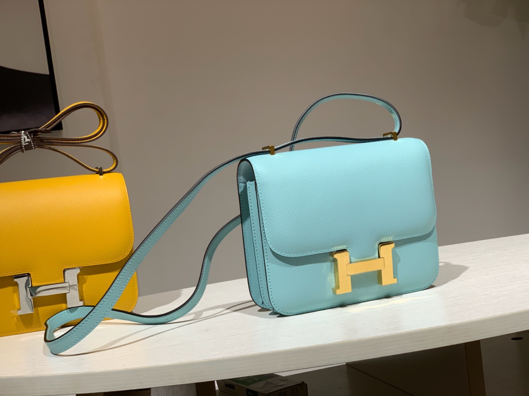 HERMES 爱马仕 空姐包 Constance 18cm 24cm 马卡龙蓝