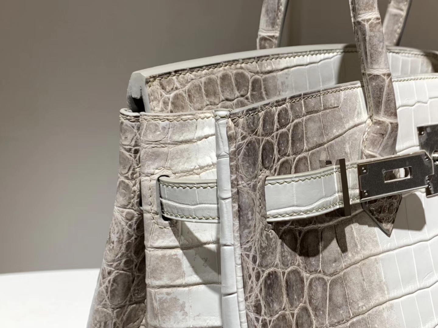 Hermes 爱马仕 铂金包 Birkin 鳄鱼皮 喜马拉雅 金扣  配全套专柜原版包装
