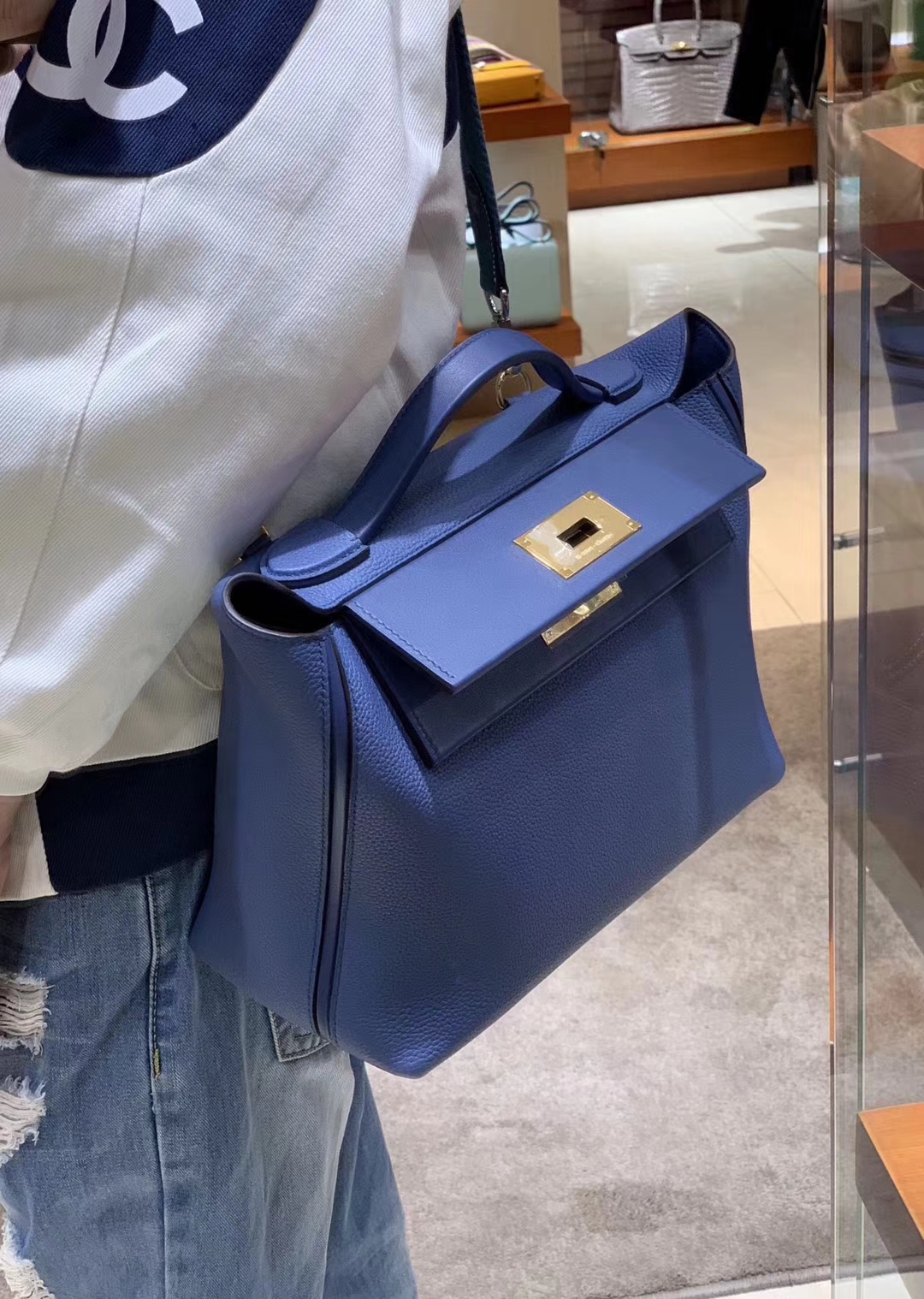 HERMES 爱马仕 kelly24/24 蓝色 接受订单
