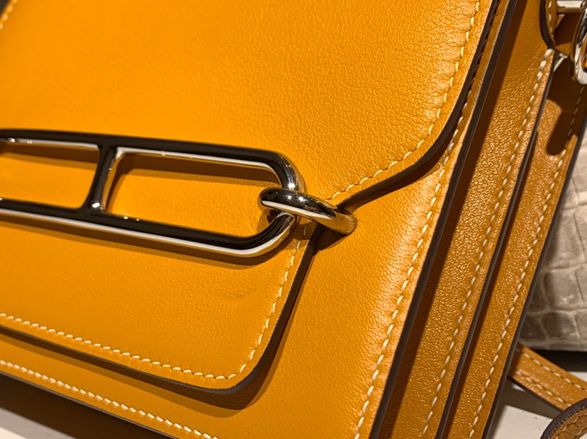 HERMES 爱马仕 Roulis 18cm 24cm swift皮 琥珀黄