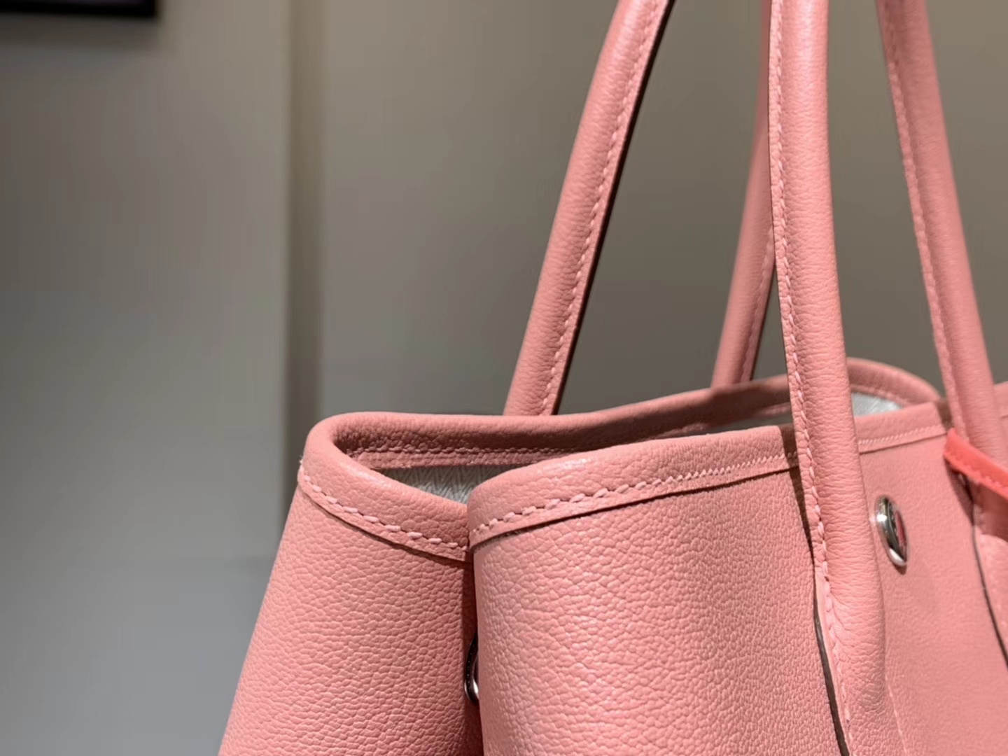 HERMES 爱马仕 Garden Party 花园包 Clemence 奶昔粉  配全套专柜原版包装