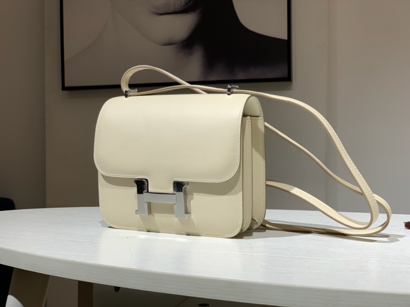 HERMES 爱马仕 空姐包 Constance 18cm 24cm 奶昔白