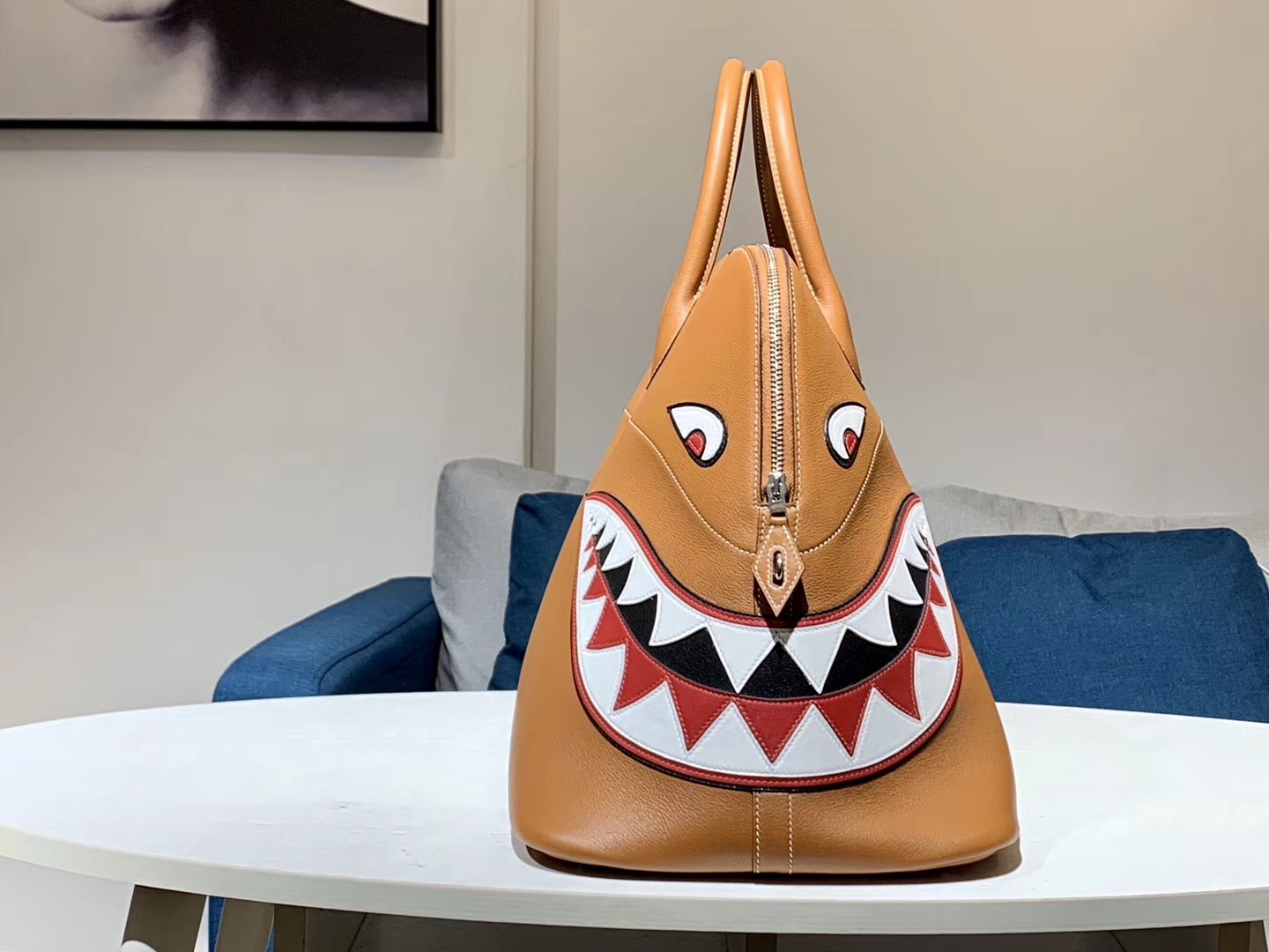HERMES 爱马仕男包 林俊杰同款鲨鱼包 金棕色 