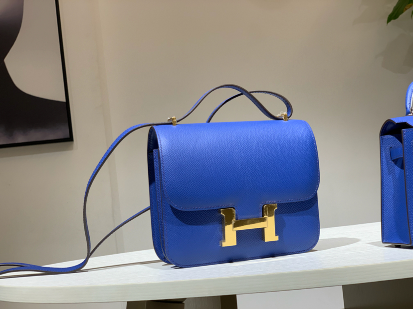 HERMES 爱马仕 空姐包 Constance 18cm 24cm 电光蓝