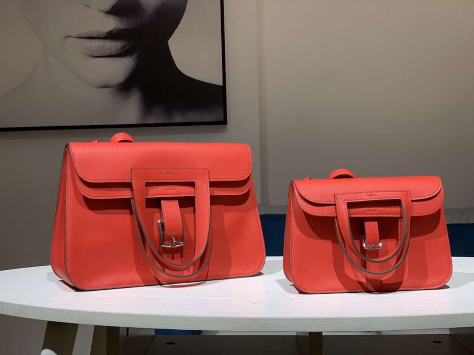 HERMES 爱马仕 Halzan swift 珊瑚红 配全套专柜原版包装