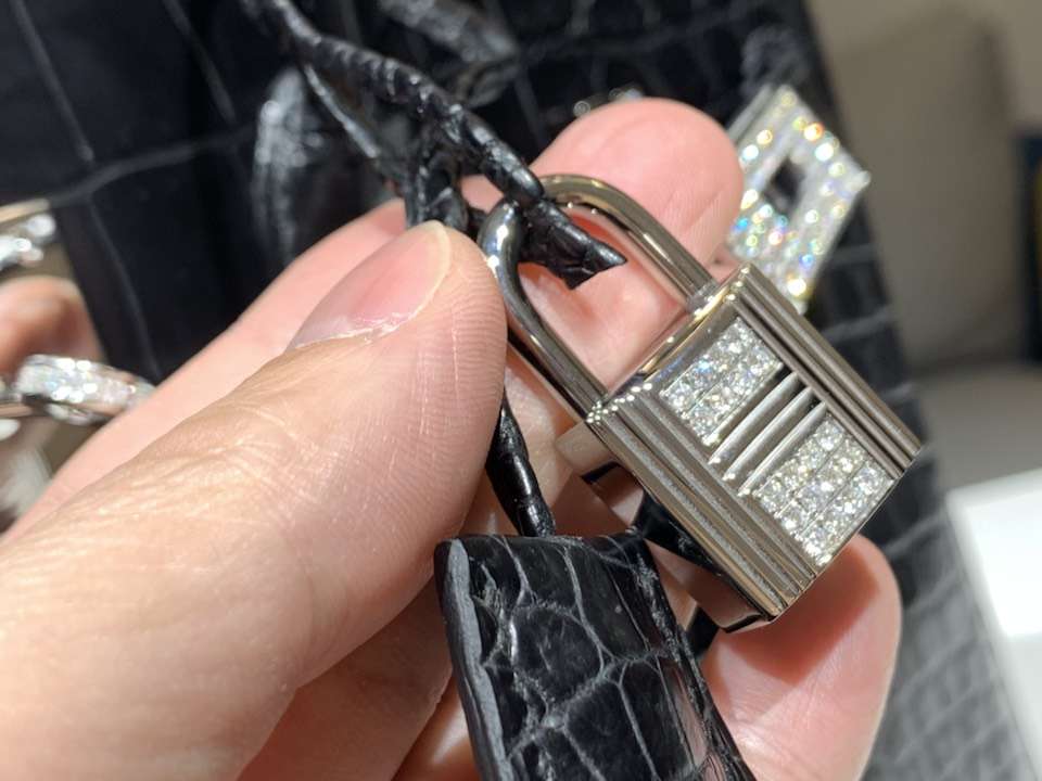 HERMES 爱马仕 铂金包 Birkin 鳄鱼皮 纯手工蜡线 黑色 银扣 全套专柜包装