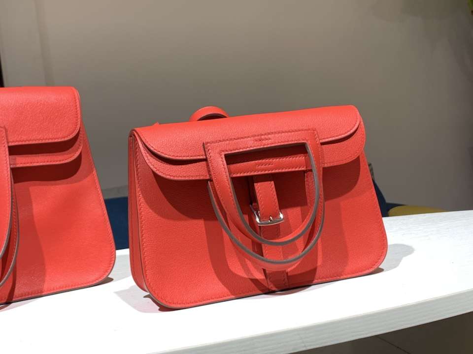 HERMES 爱马仕 Halzan swift 珊瑚红 配全套专柜原版包装