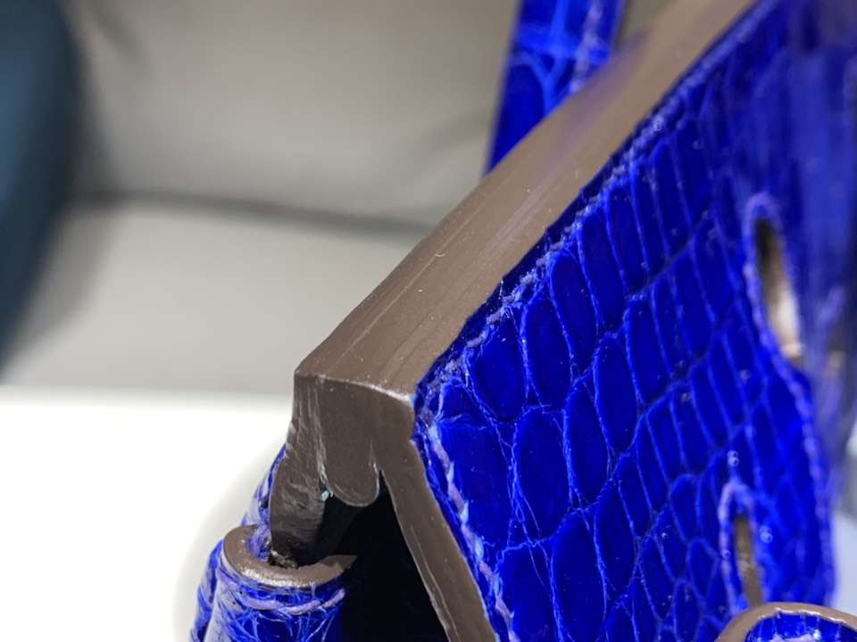 HERMES 爱马仕 铂金包 Birkin 鳄鱼皮 纯手工 电光蓝 银扣 全套专柜包装