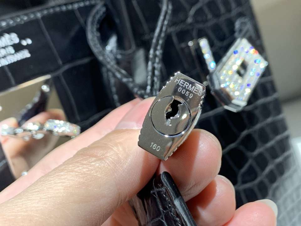 HERMES 爱马仕 铂金包 Birkin 鳄鱼皮 纯手工蜡线 黑色 银扣 全套专柜包装