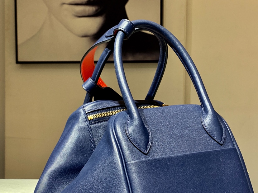 Lindy 26/30cm 纯手工 CKN7 风暴蓝 Bleu Tempete 内里番茄红 配全套专柜原版包装