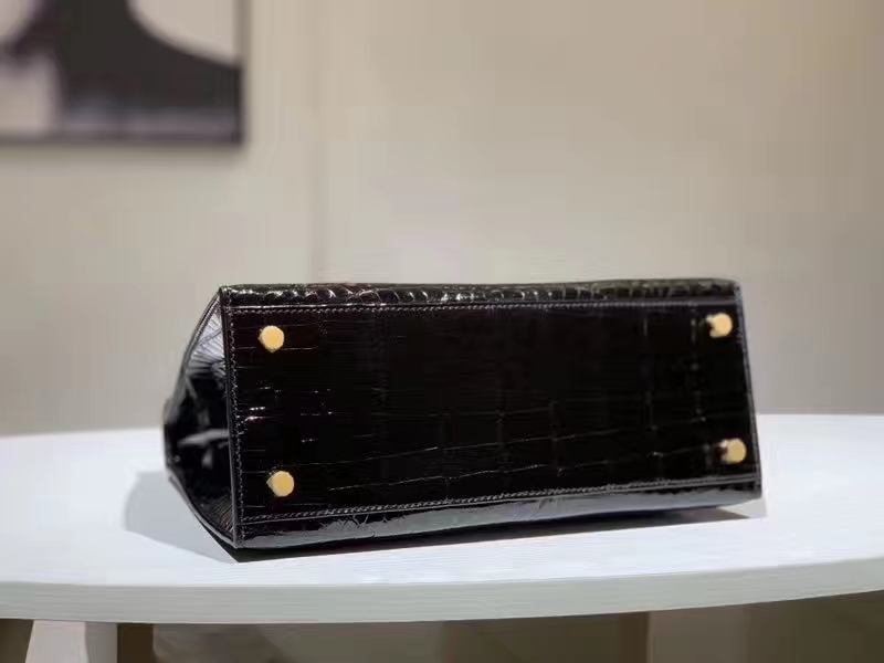 HERMES Kelly 25CM 鳄鱼皮 现货 黑色