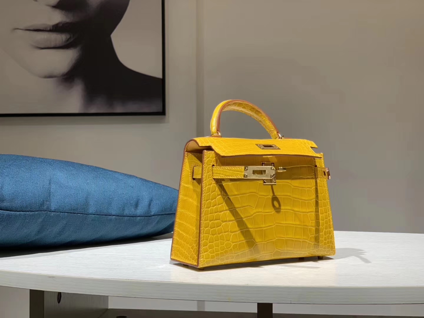 HERMES mini kelly二代 鳄鱼皮 9D 琥珀黄 现货