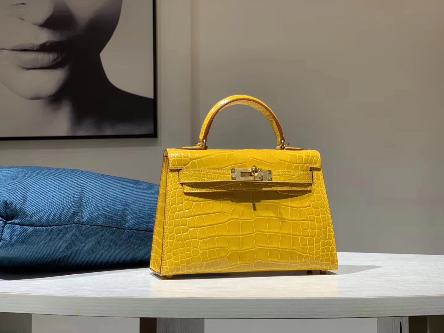 HERMES mini kelly二代 鳄鱼皮 9D 琥珀黄 现货