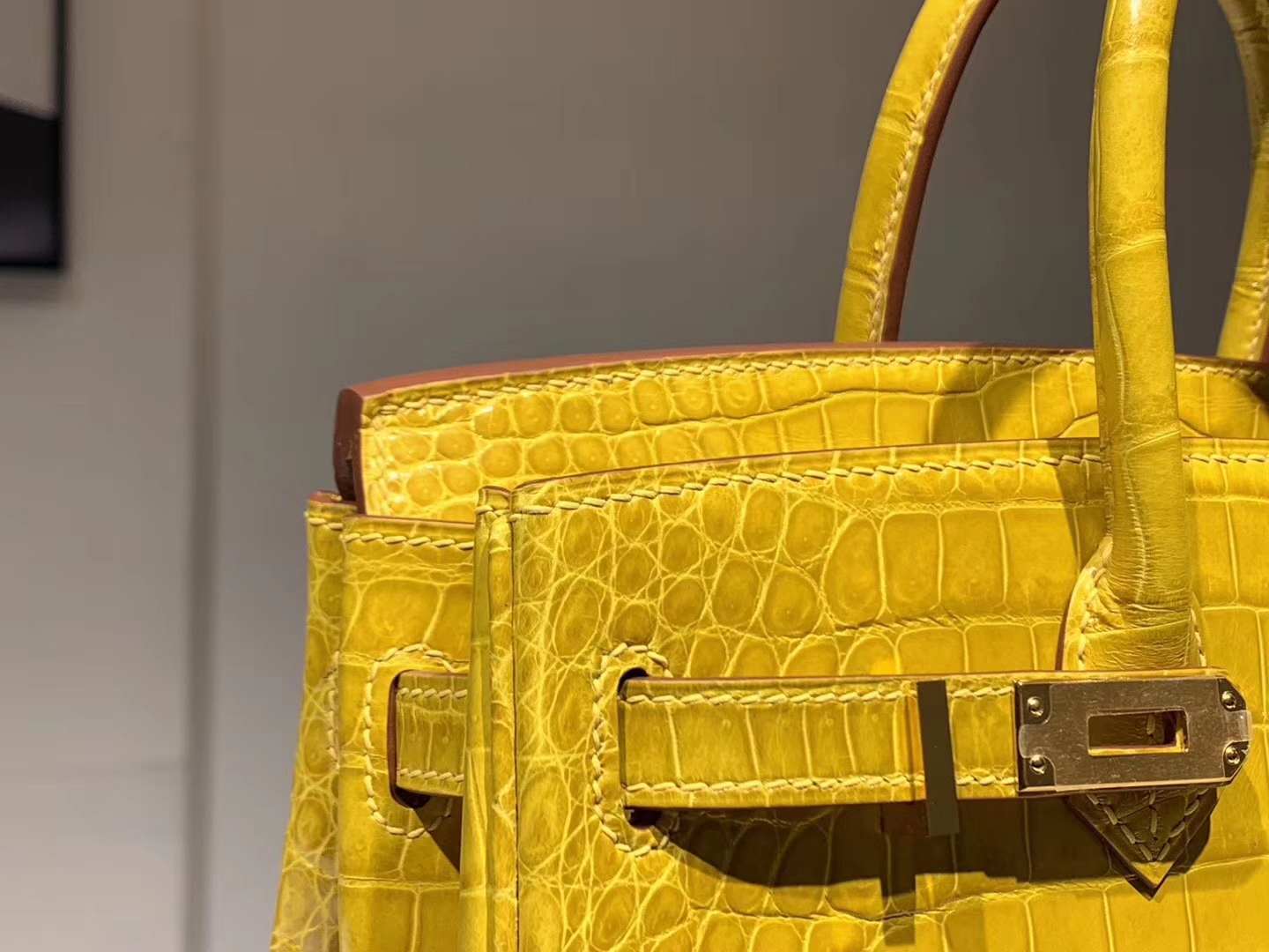 HERMES birkin 25cm 鳄鱼皮 9D 琥珀黄 现货
