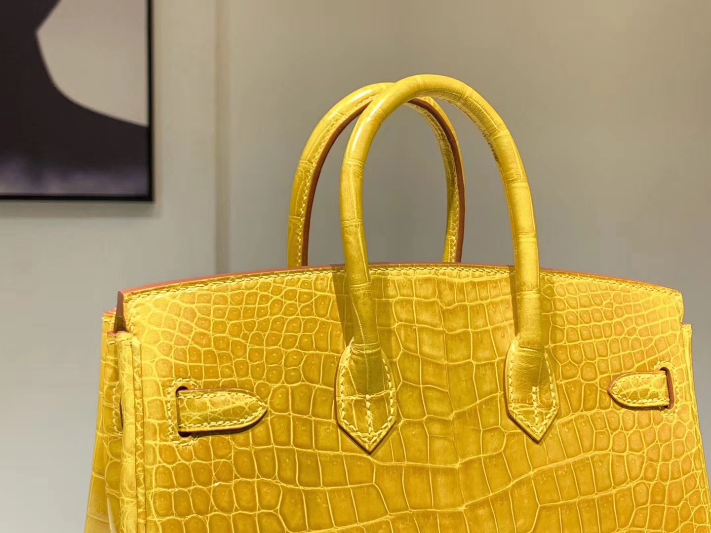 HERMES birkin 25cm 鳄鱼皮 9D 琥珀黄 现货