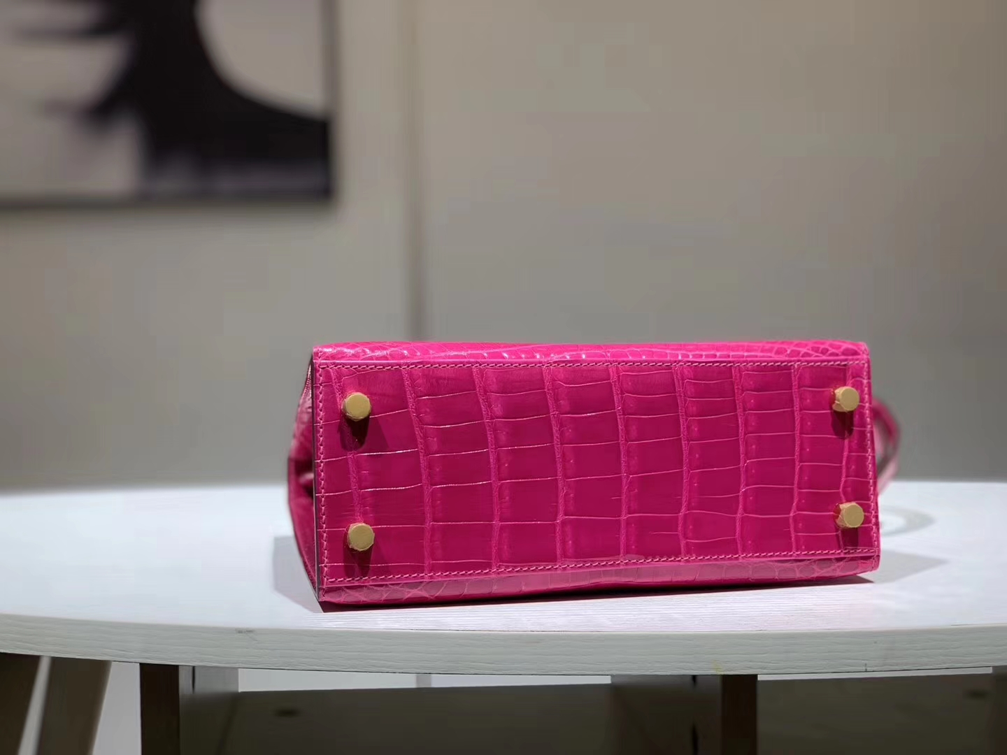 HERMES 爱马仕 Kelly 25cm 鳄鱼皮 玫红