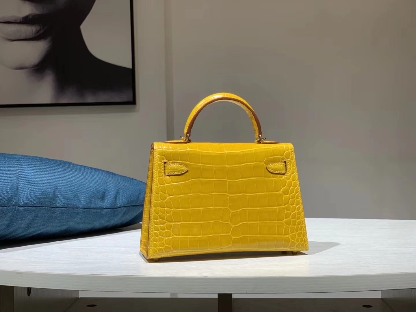 HERMES mini kelly二代 鳄鱼皮 9D 琥珀黄 现货