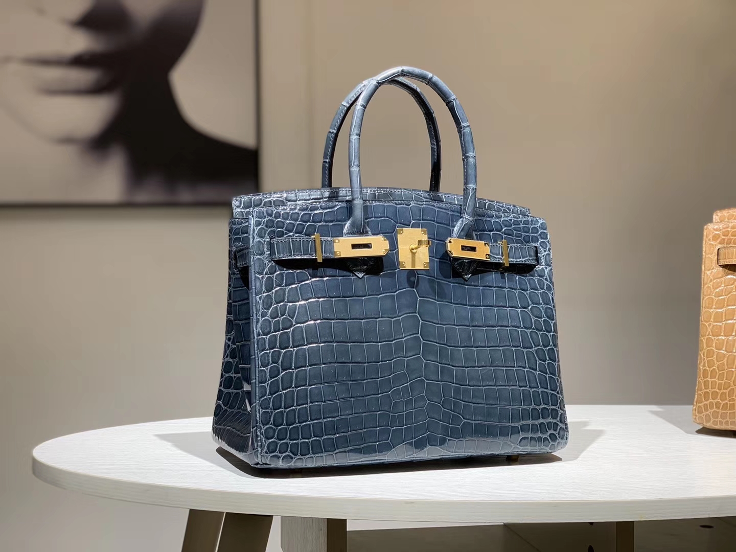 HERMES 爱马仕 Brikin 30cm 鳄鱼皮 风暴蓝