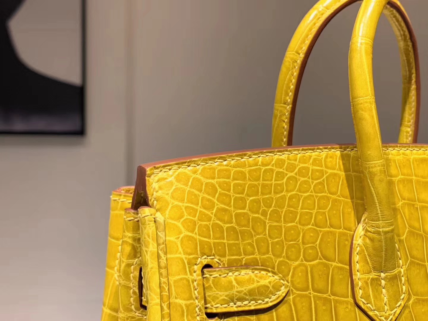 HERMES birkin 25cm 鳄鱼皮 9D 琥珀黄 现货
