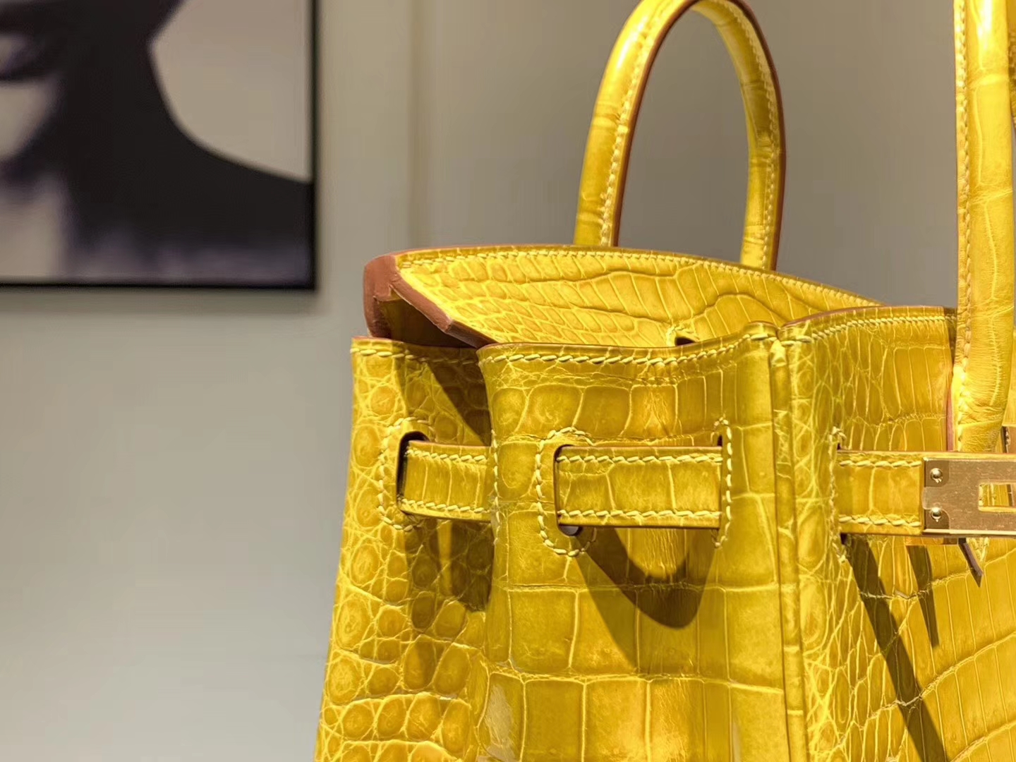 HERMES birkin 25cm 鳄鱼皮 9D 琥珀黄 现货