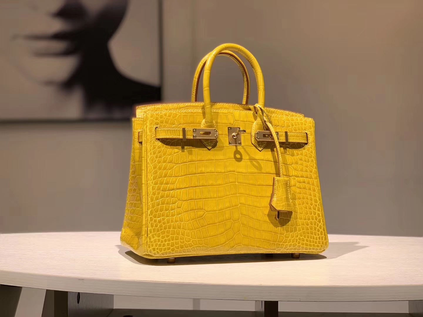 HERMES birkin 25cm 鳄鱼皮 9D 琥珀黄 现货