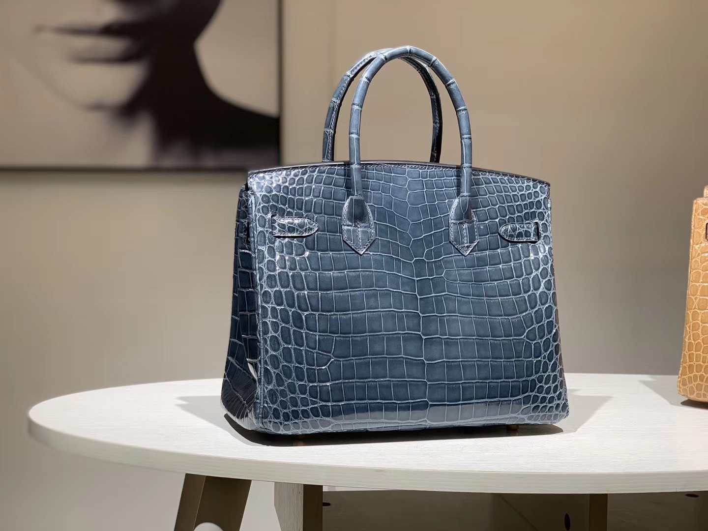 HERMES 爱马仕 Brikin 30cm 鳄鱼皮 风暴蓝