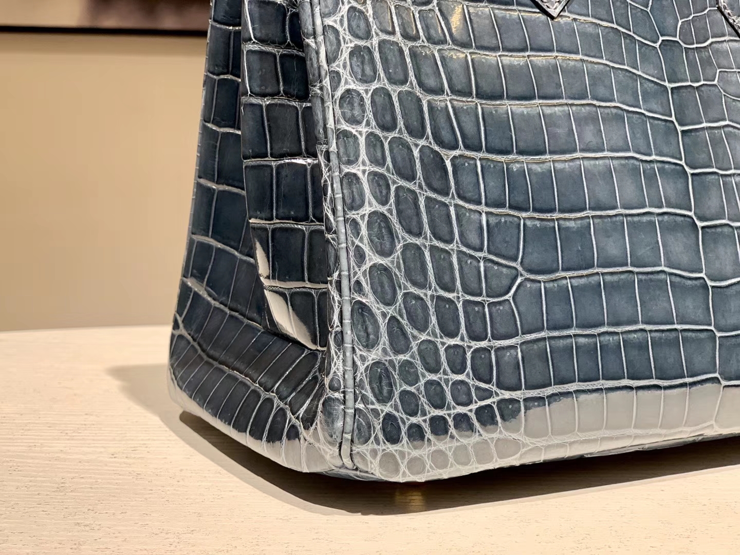 HERMES 爱马仕 Brikin 30cm 鳄鱼皮 风暴蓝
