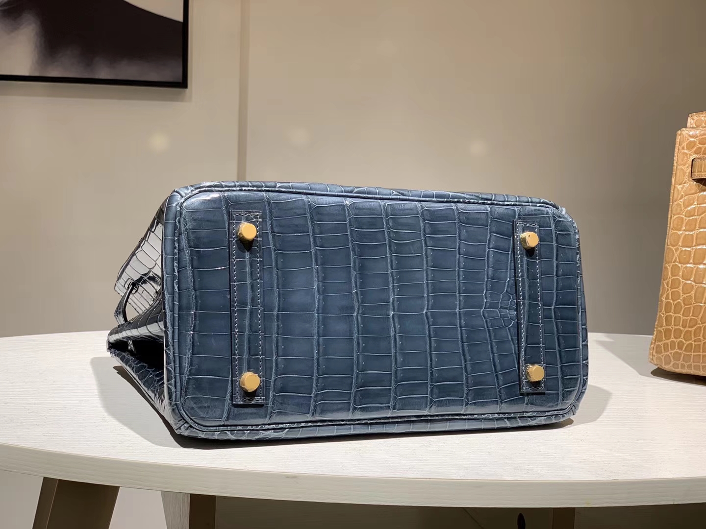HERMES 爱马仕 Brikin 30cm 鳄鱼皮 风暴蓝