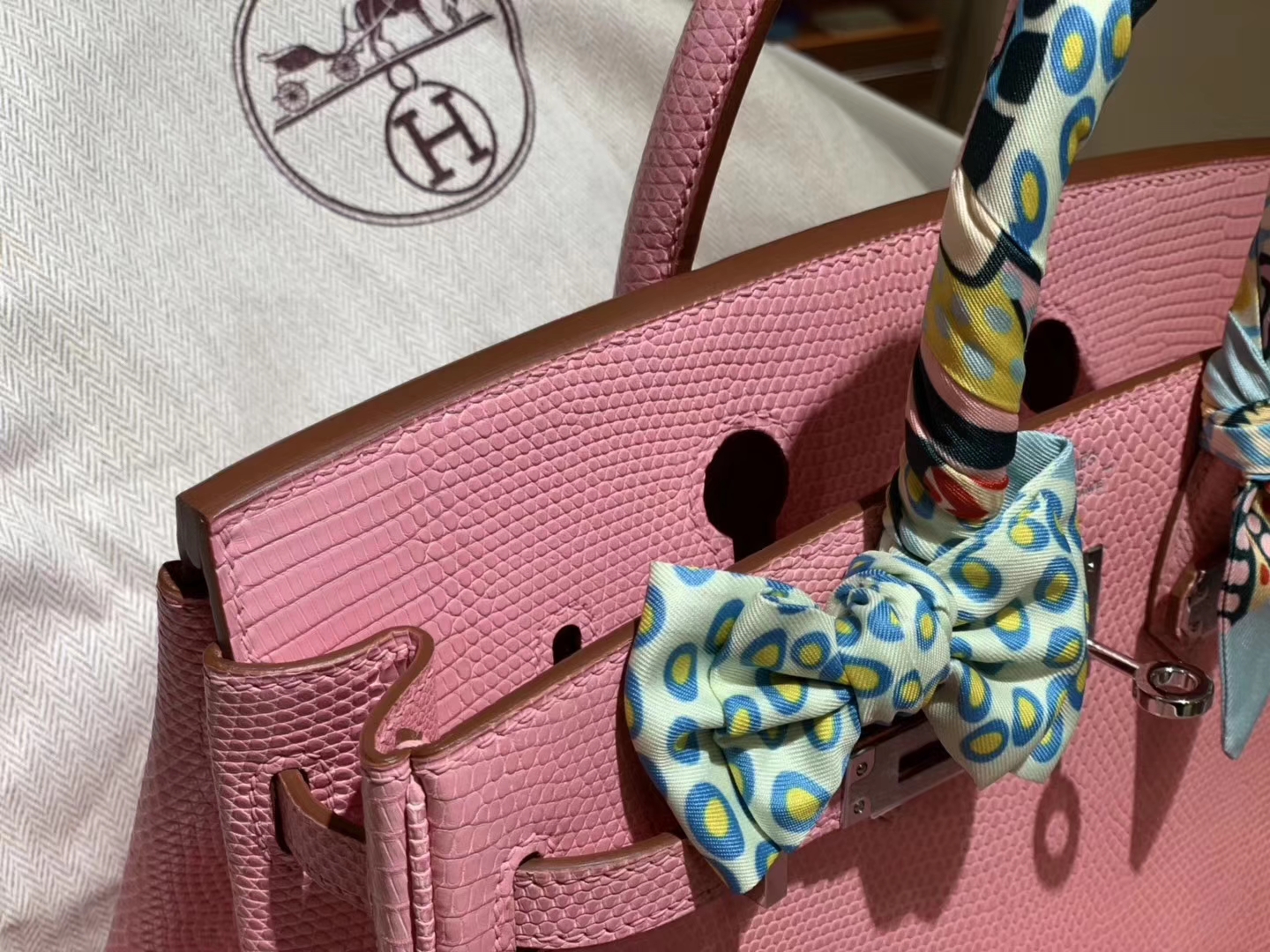 HERMES birkin 25cm 3Q奶昔粉 蜥蜴皮 现货
