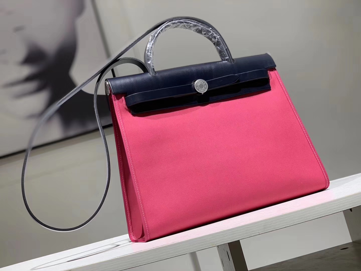 HEREMES 爱马仕 新配色 Herbag 黑色拼唇膏粉 31cm