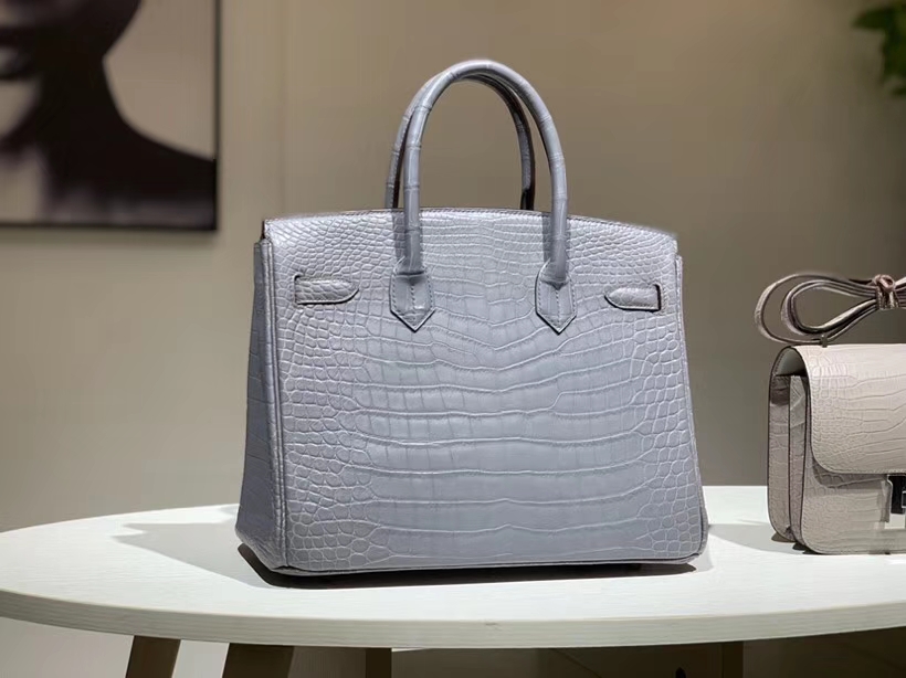HERMES birkin 30cm 鳄鱼皮 亚光银河灰 现货