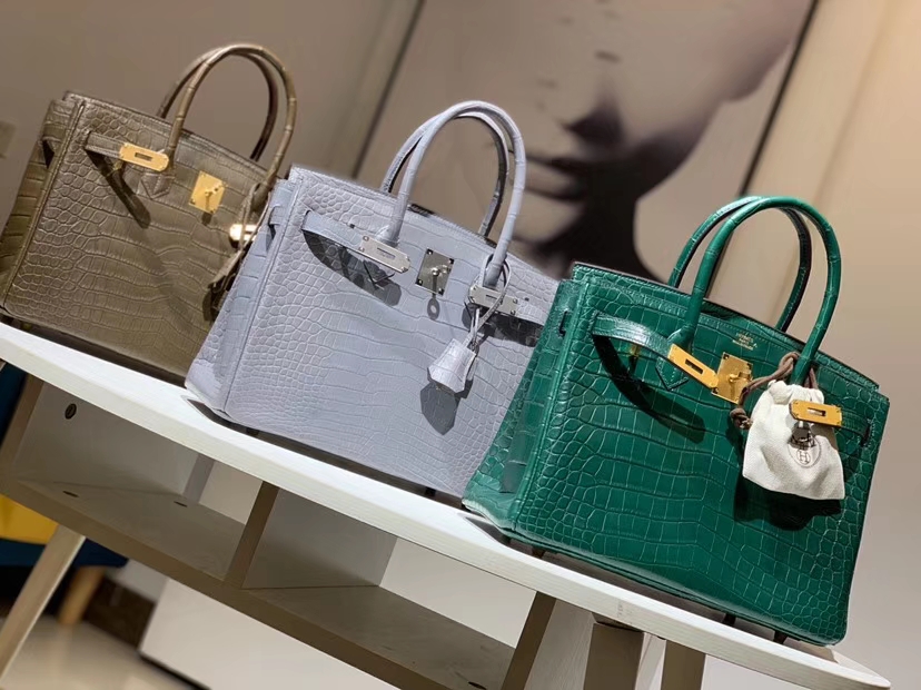 HERMES birkin 30cm 鳄鱼皮 亚光银河灰 现货