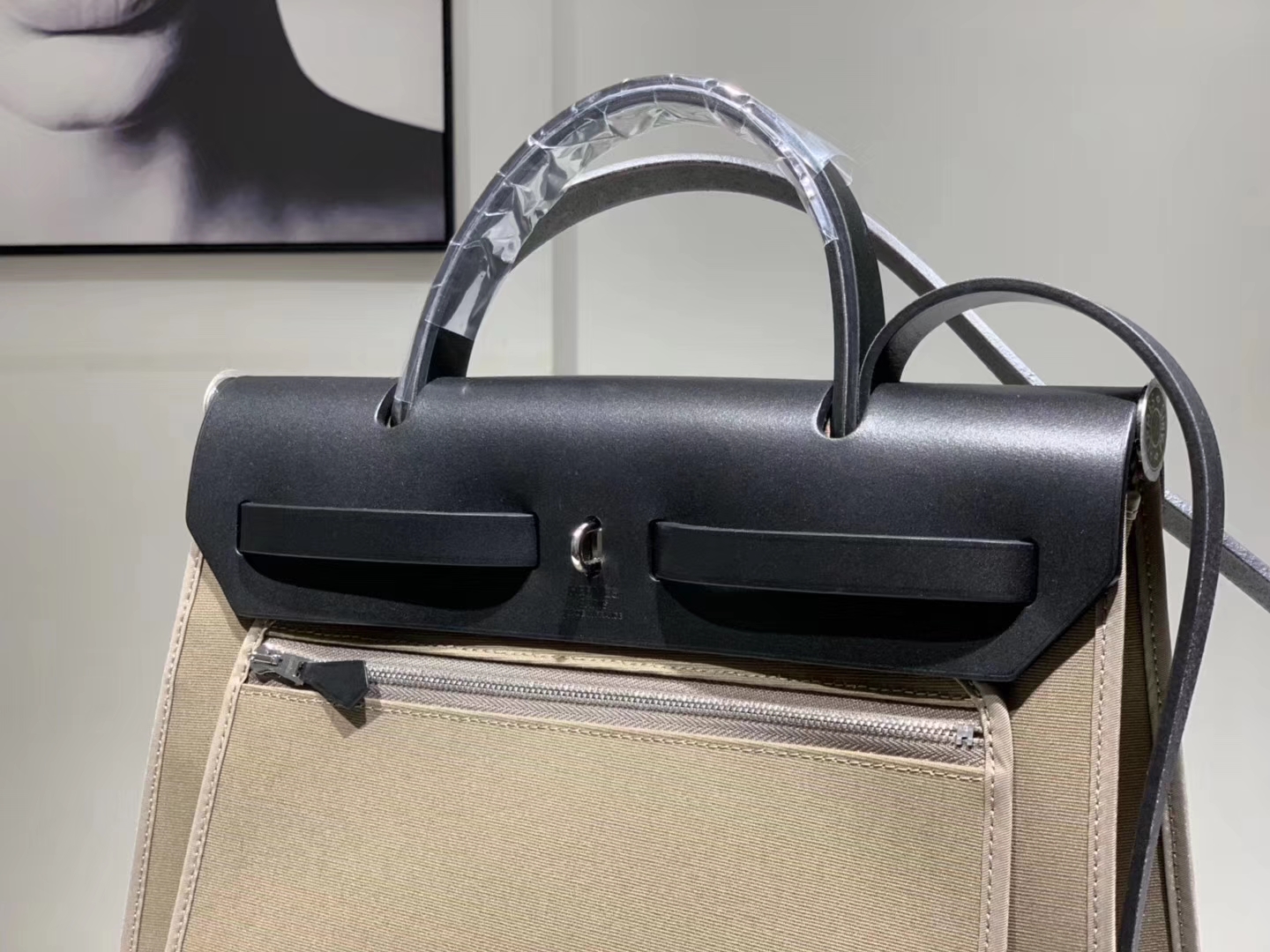 HEREMES 爱马仕 新配色 Herbag 黑色拼大象灰 31cm