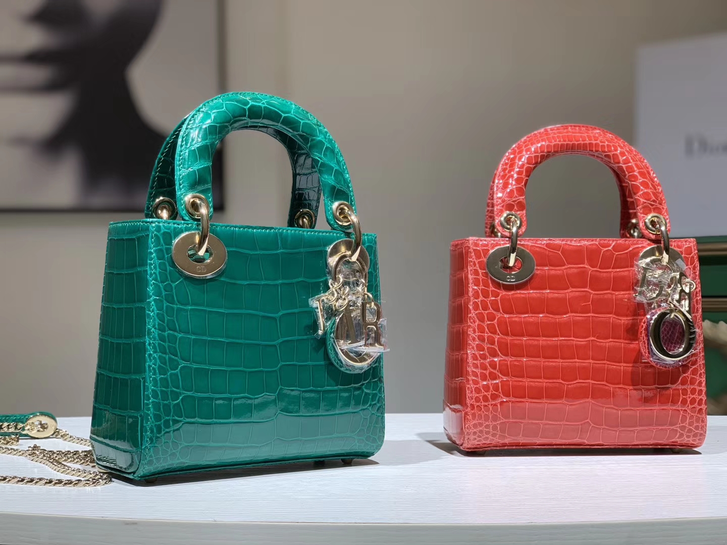 Alligator 美洲鳄 迪奥DIOR戴妃包 翡翠绿 法拉利红 接受定制 金银扣