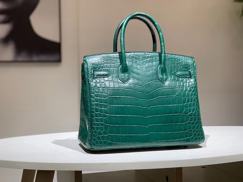 HERMES birkin 30cm 鳄鱼皮 亚光孔雀绿 现货