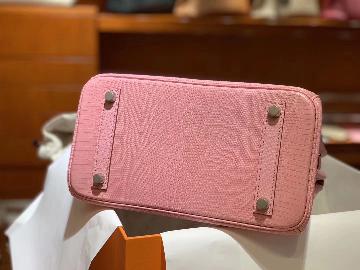 HERMES birkin 25cm 3Q奶昔粉 蜥蜴皮 现货