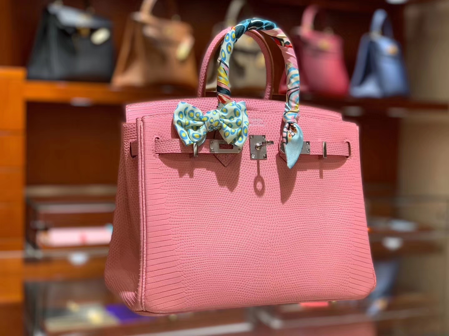 HERMES birkin 25cm 3Q奶昔粉 蜥蜴皮 现货