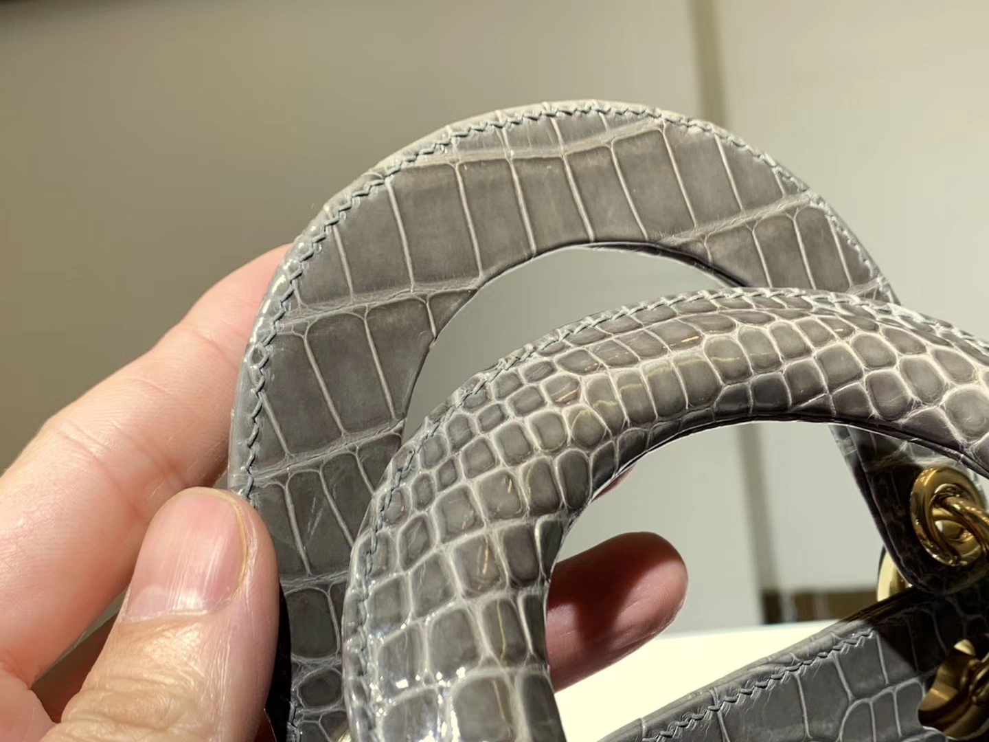 Alligator 美洲鳄 DIOR迪奥戴妃包 大象灰 接受定制 金银扣