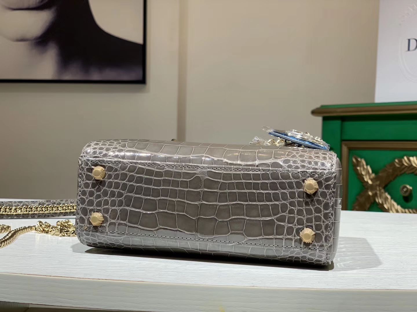 Alligator 美洲鳄 DIOR迪奥戴妃包 大象灰 接受定制 金银扣