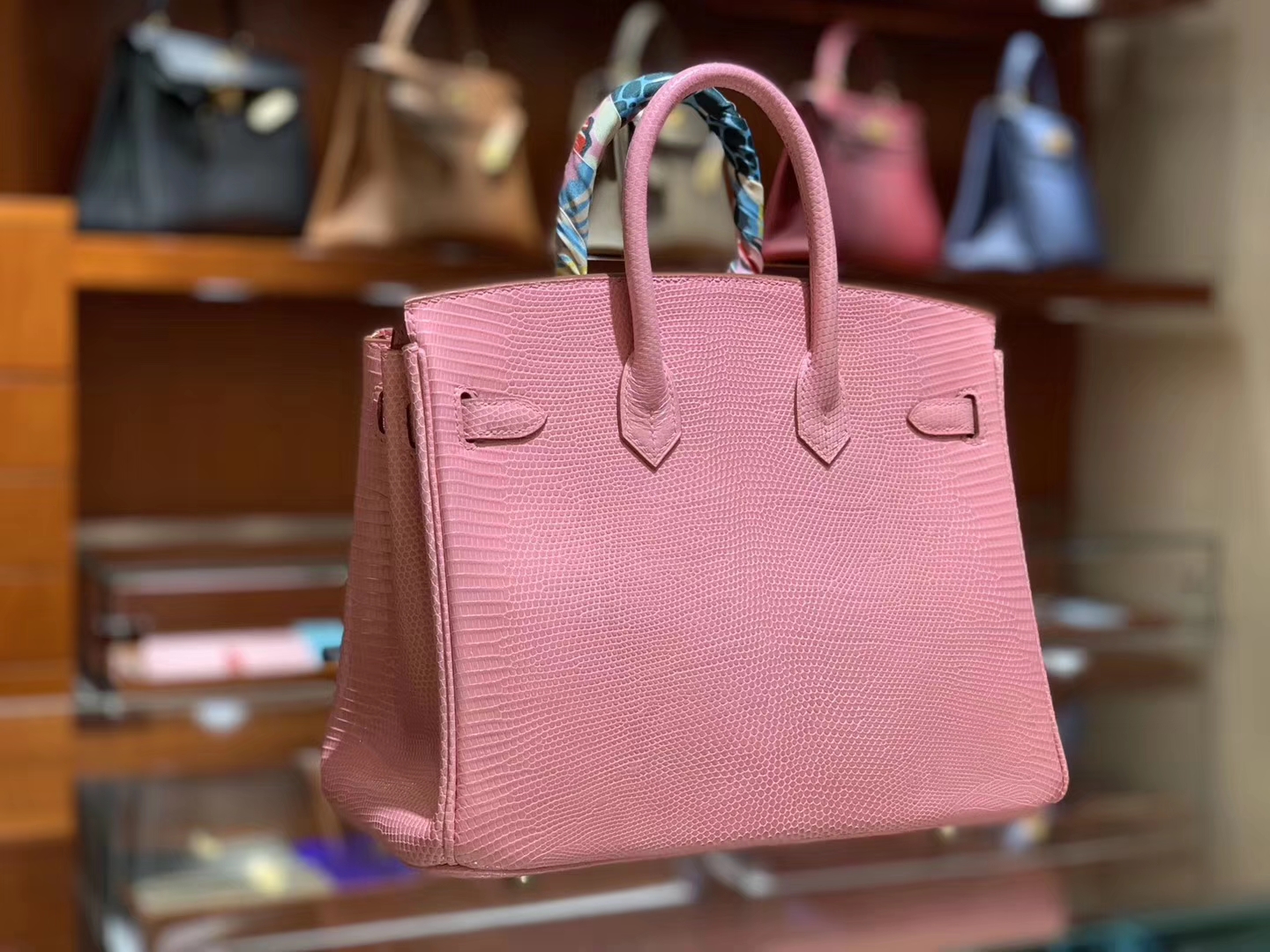 HERMES birkin 25cm 3Q奶昔粉 蜥蜴皮 现货
