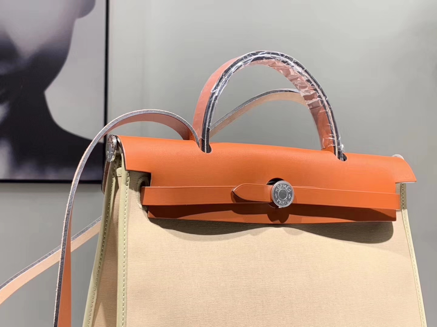 HEREMES 爱马仕 新配色 Herbag 金棕色拼风衣灰 31cm