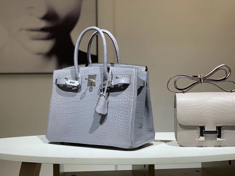 HERMES birkin 30cm 鳄鱼皮 亚光银河灰 现货