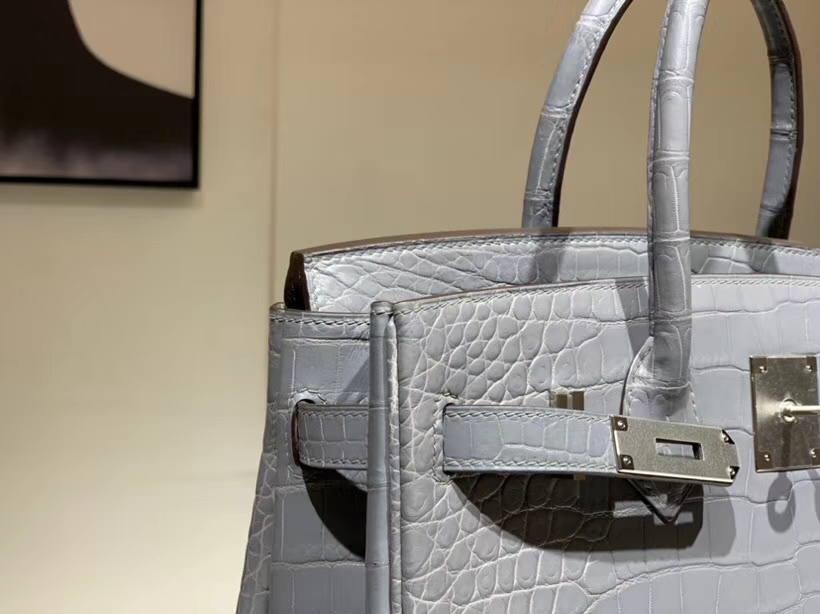HERMES birkin 30cm 鳄鱼皮 亚光银河灰 现货