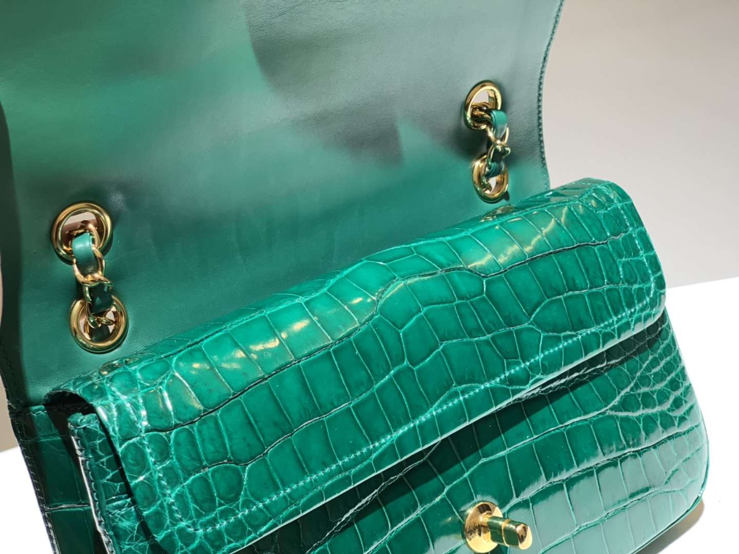Alligator 美洲鳄 香奈儿 CHANEL CF20/25 翡翠绿 接受定制 金银扣