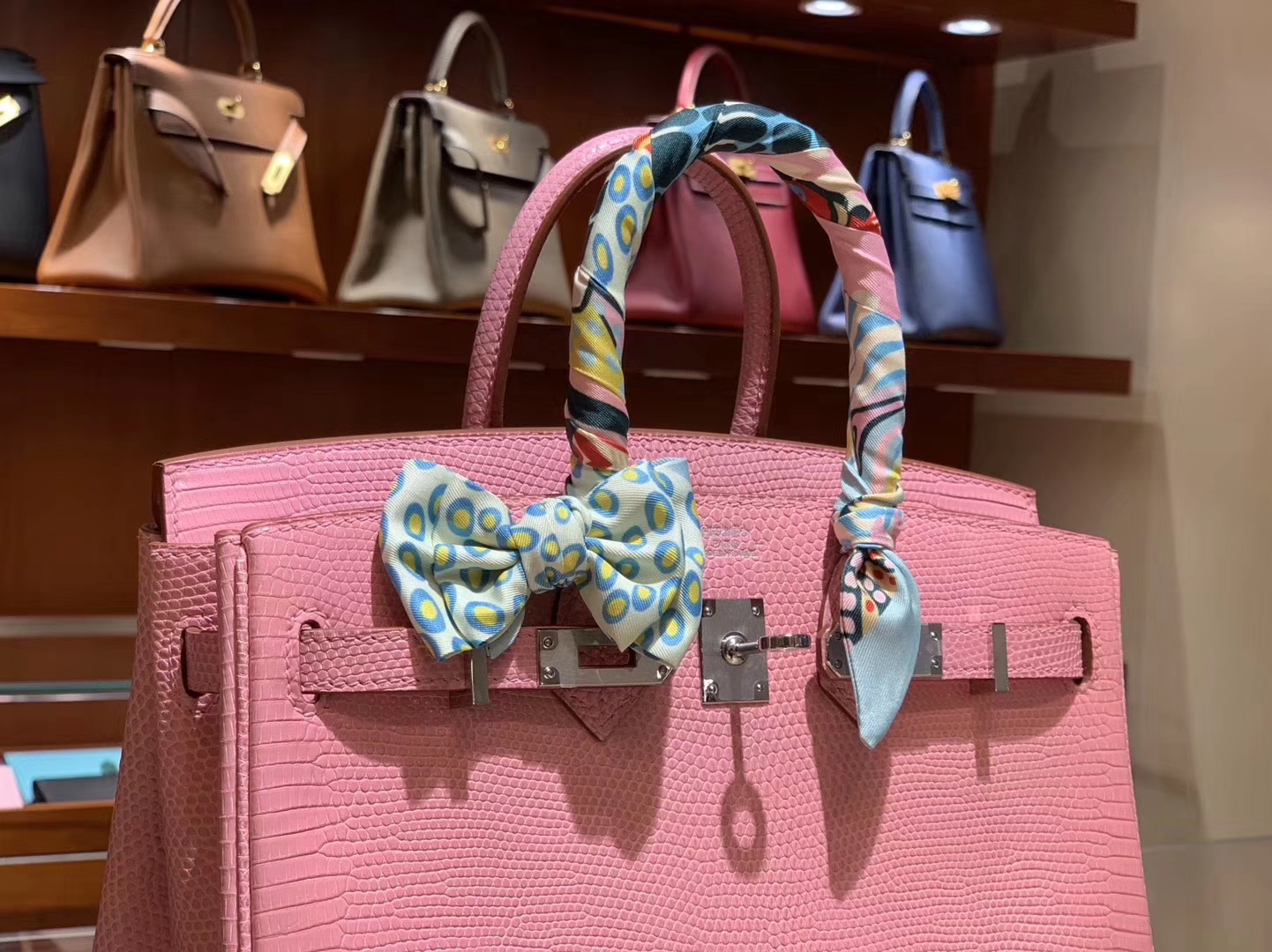 HERMES birkin 25cm 3Q奶昔粉 蜥蜴皮 现货